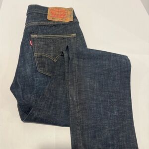 Levi’s 501 Jeans Mens 34x34 Dark Wash Straight Leg Button Fly Red Tab Denim